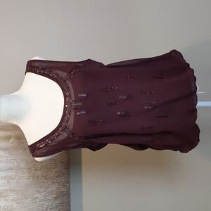 New York and Company Beaded Sheer top with underlay